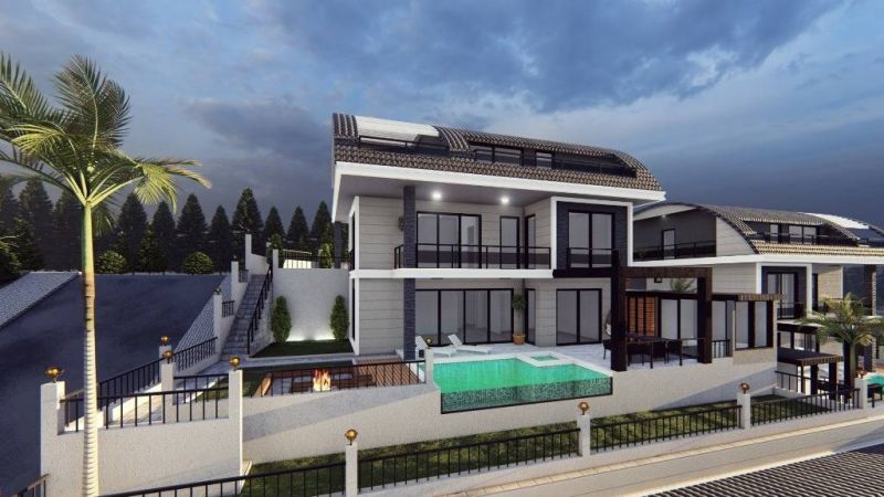 Moderná luxusná vila na predaj v Alanya Bektaş Turecko - výhľad na more APM - 29
