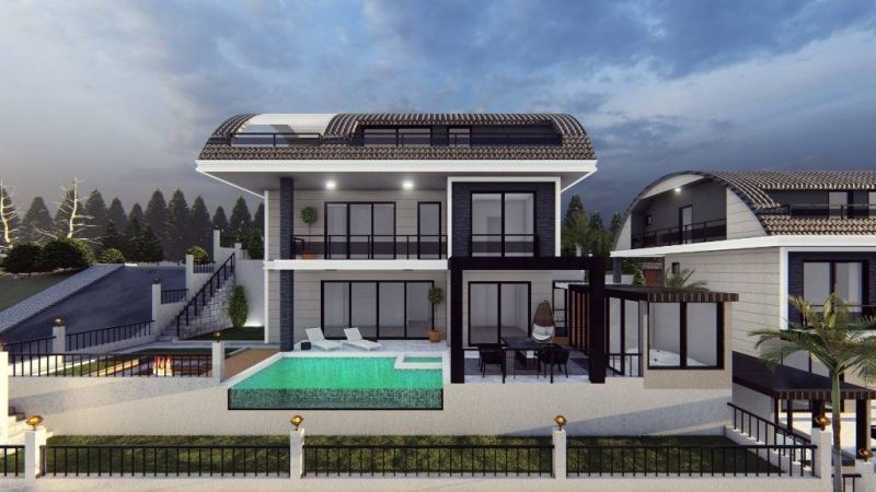 Moderná luxusná vila na predaj v Alanya Bektaş Turecko - výhľad na more APM - 27