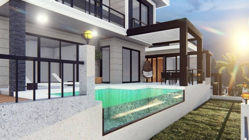 Moderná luxusná vila na predaj v Alanya Bektaş Turecko - výhľad na more APM - 17