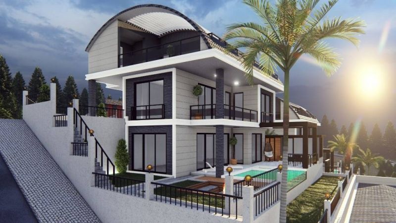Moderná luxusná vila na predaj v Alanya Bektaş Turecko - výhľad na more APM - 26