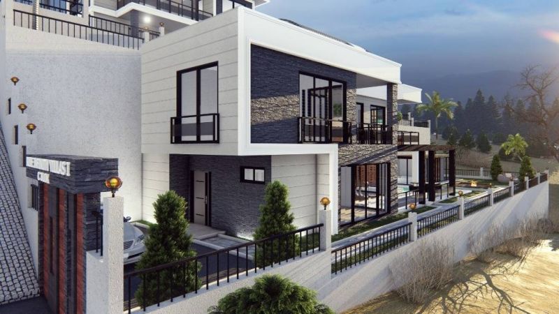 Moderná luxusná vila na predaj v Alanya Bektaş Turecko - výhľad na more APM - 4