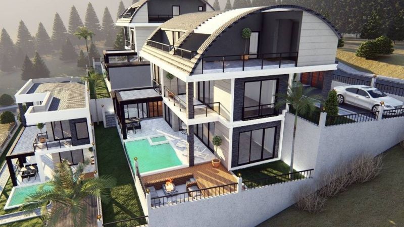 Moderná luxusná vila na predaj v Alanya Bektaş Turecko - výhľad na more APM - 28