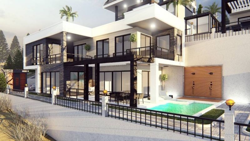 Moderná luxusná vila na predaj v Alanya Bektaş Turecko - výhľad na more APM - 25