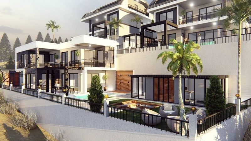 Moderná luxusná vila na predaj v Alanya Bektaş Turecko - výhľad na more APM - 13